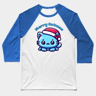 Christmas blue catmas cat Baseball T-Shirt